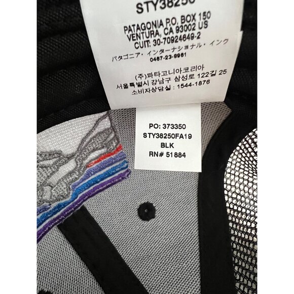 Patagonia Black Trucker Hat With Logo Embroidery Snapback Mesh Back - Picture 6 of 8
